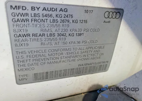 2018 Audi Q5 Premium Plus из США, поврежденный, VIN WA1BNAFY3J2079578